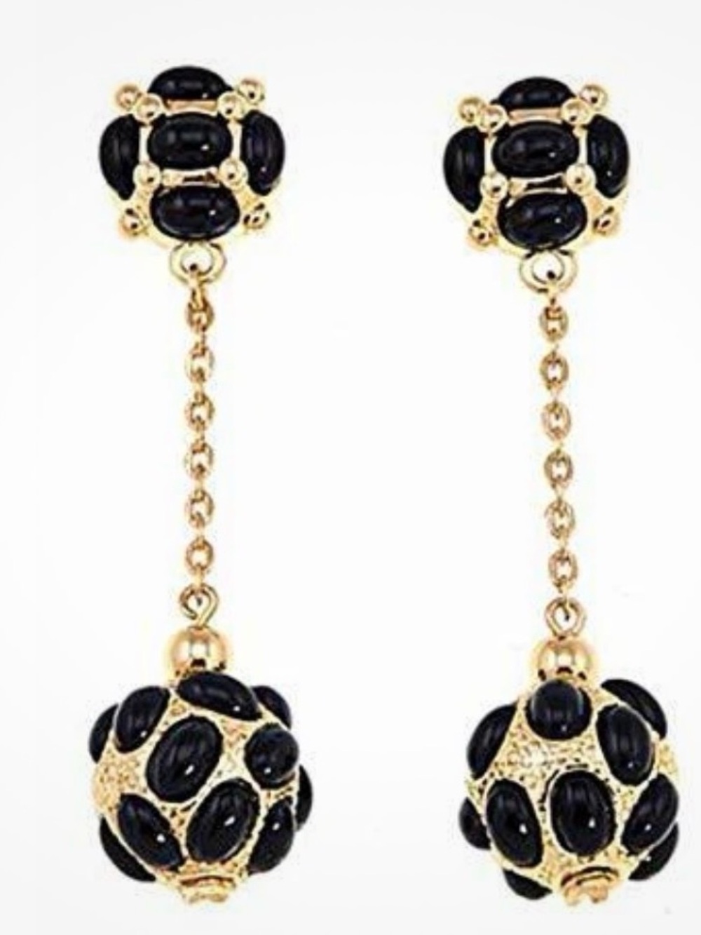 HSN KJL Kenneth Jay LaneGold and Black Dangle Earrings - Elegant Women's Jewelry